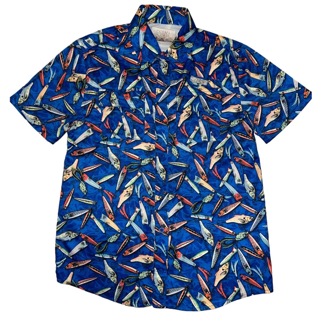 Kids' Vibrant Blue Surfboard Button Down Shirt